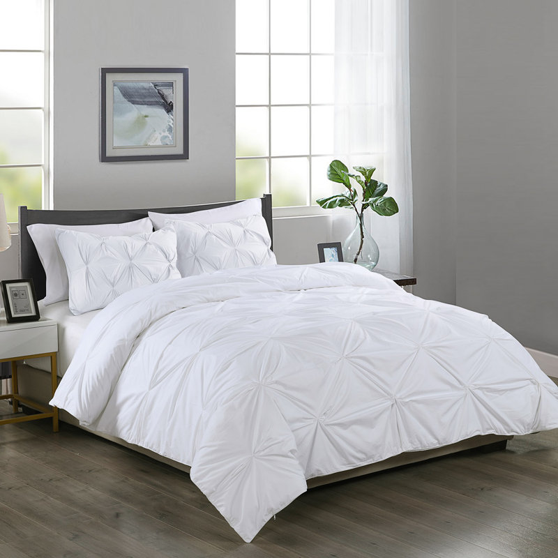  Ensemble de housse de couette Pintuck, Housse de couette pour très grand lit et 2 très , blanc