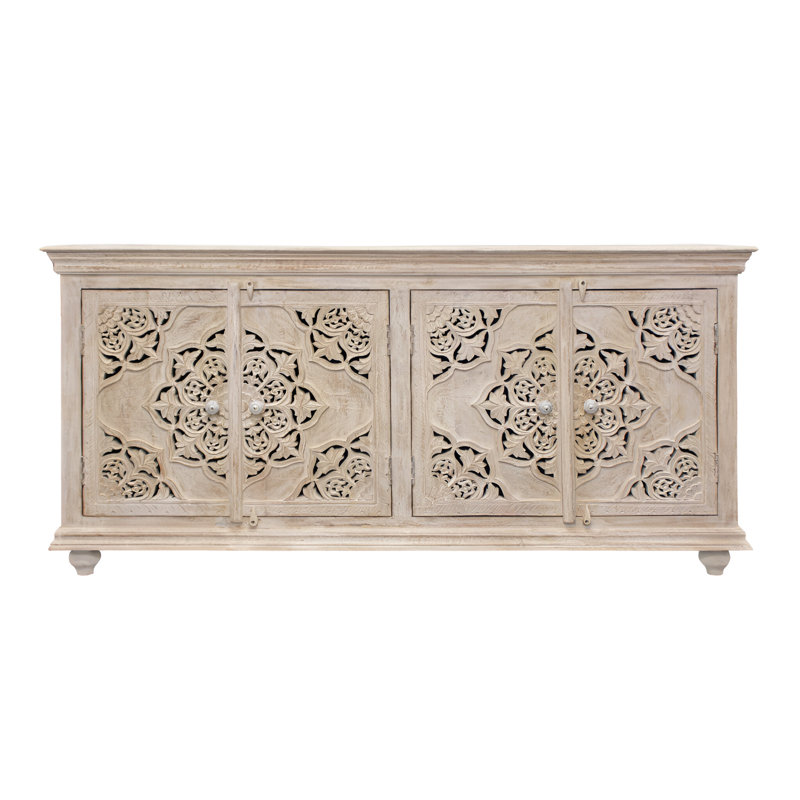 Buffet 71 "en bois massif beige avec quatre portes 71"