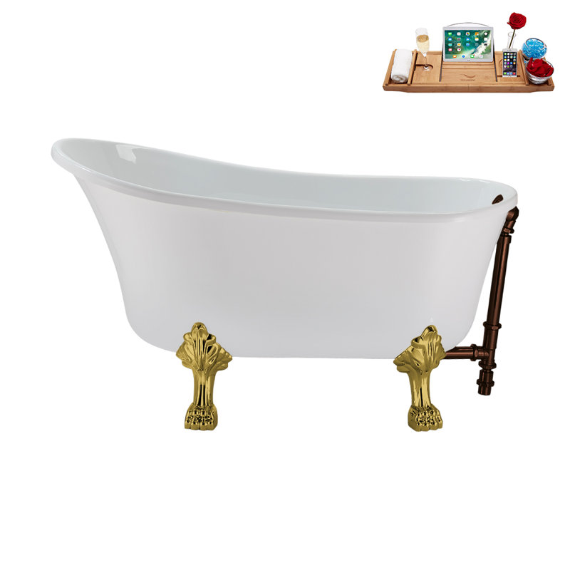 51.2'' x 25.6'' Soaking Acrylic Bathtub, Polished Gold, Matte Oil Rubbed Bronze
