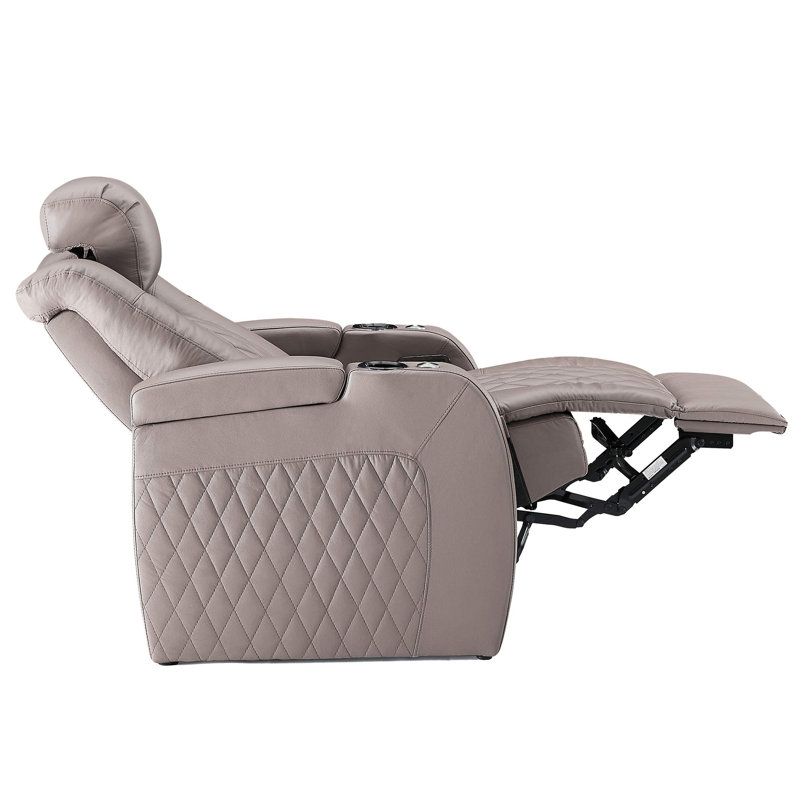Causeuse inclinable rembourrée 58 po, Cuir véritable gris