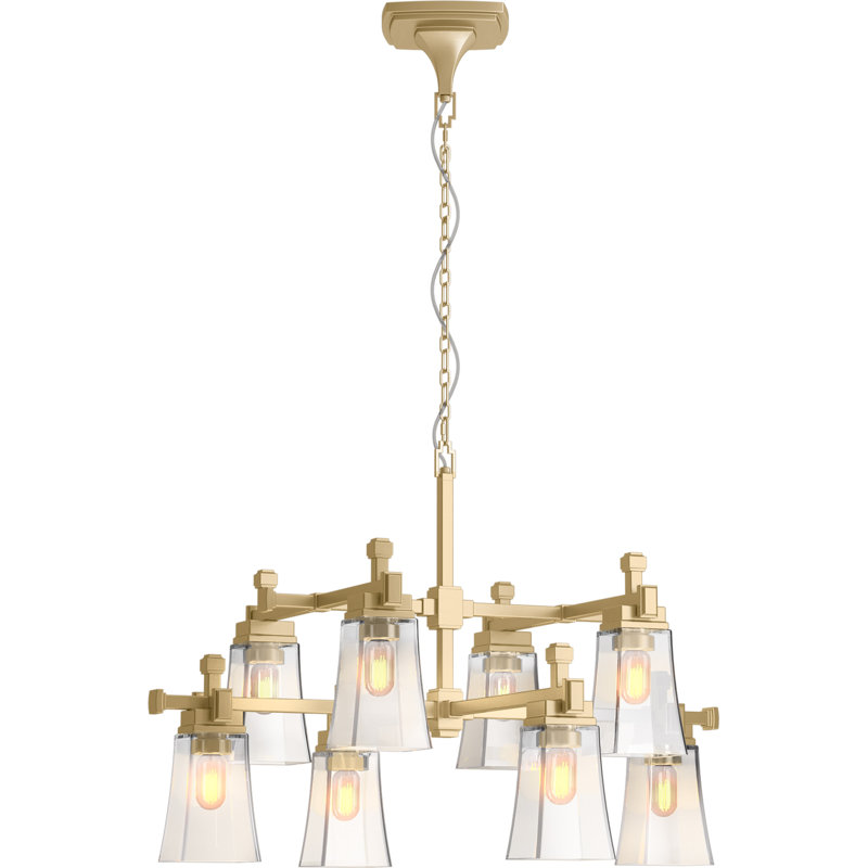 Riff 35 in. Eight-Light Chandelier, Brushed Moderne