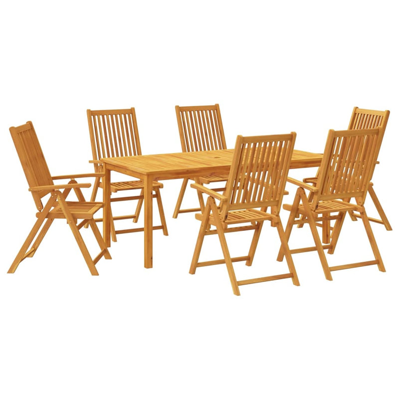 Ensemble de salle à manger de jardin 7 pièces vidaXL 180 x 90 x 75 cm en bois d'acacia massif, 6