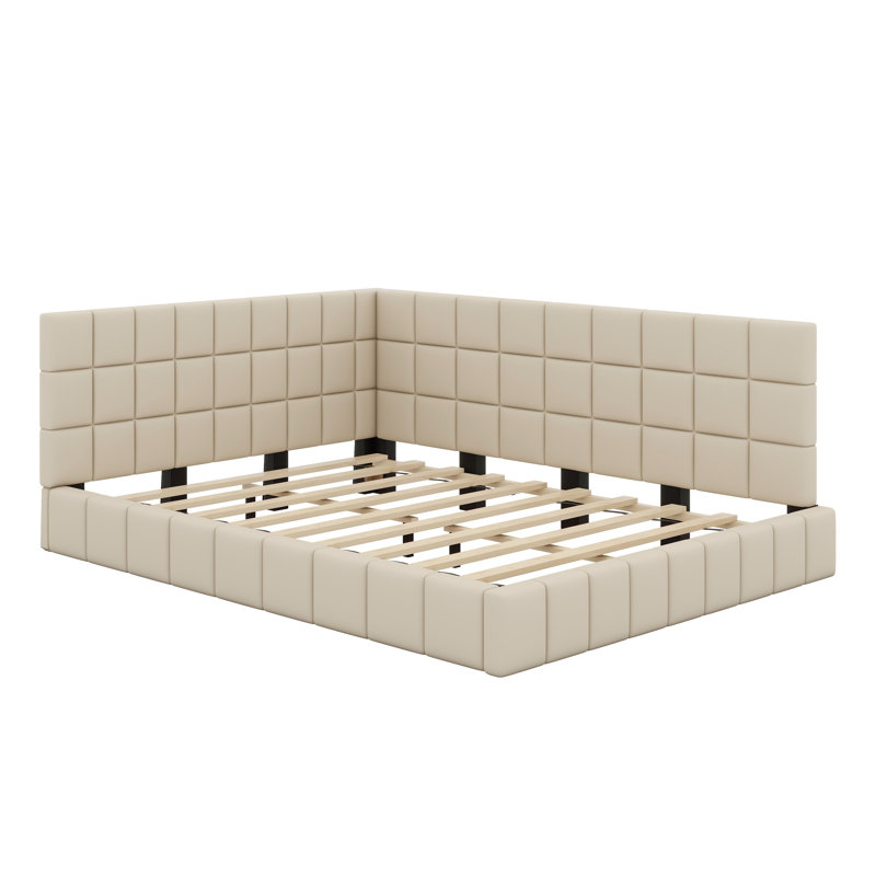 Upholstered Daybed/Sofa Bed Frame, Beige