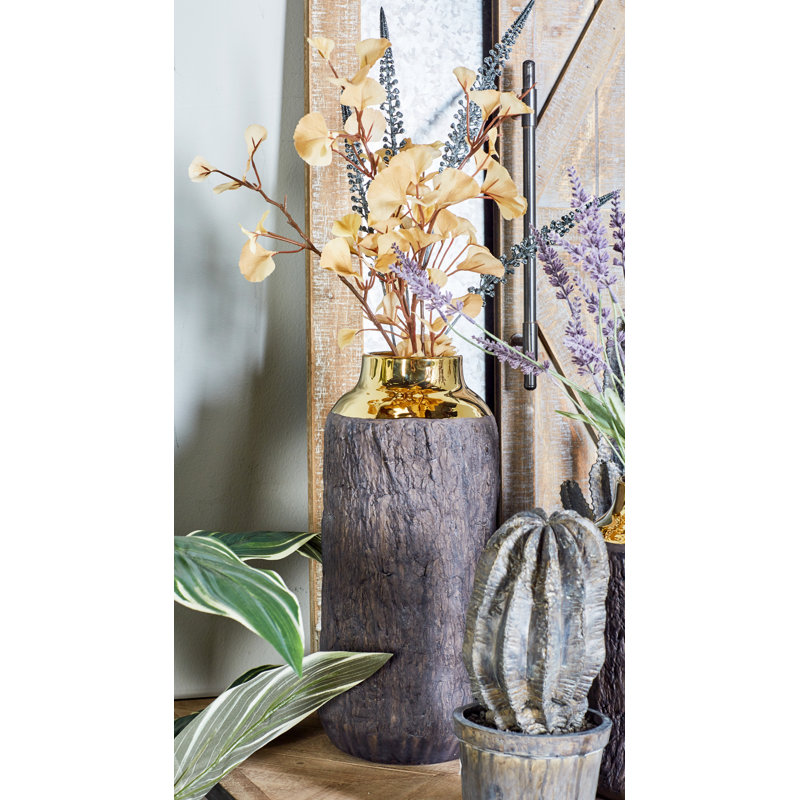 Ensemble de 2 vases de table en grès Wilclay, H 12 po x l 6 po x p 6 po, Or