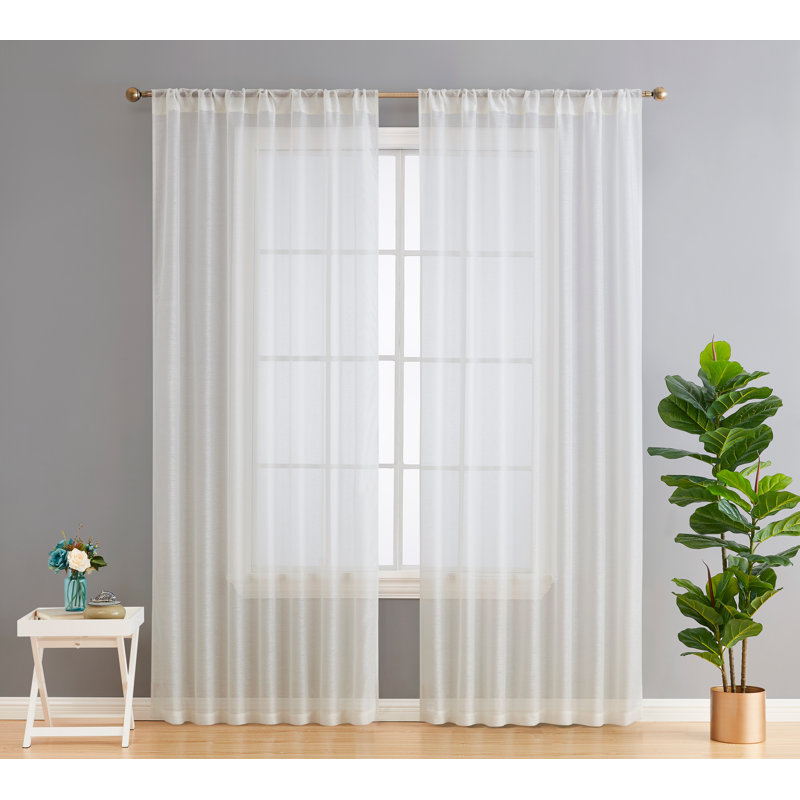 Lauren Semi Sheer Curtain Pair, 54" W x 96" L, Ivory