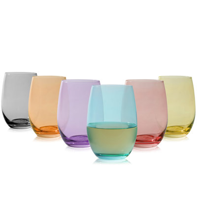 Colour Stemless Wine Glass, set of  6