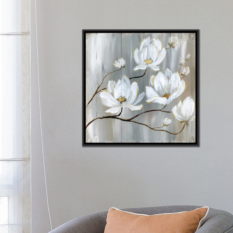 " Summer In Neutral I " by Nan, 26" H x 26" W x 1.5" D, Black Framed Canvas, No Mat