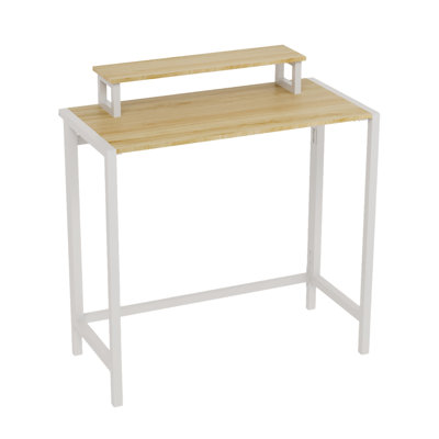 Bureau d'ordinateur pliant 31,5 po brun rustique avec tablette pour moniteur et lumières DEL