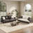 83.5" Roll Arm Loveseat Sofa, Reversible Faux Leather and Corduroy Upholstered Couch with Deep Seats, 2 Throw Pillows Included for Living Room & Home Office-1361340598