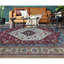 Tapis bleu, rouge et beige noué à la main de haute qualité