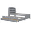 Lit plateforme simple en bois avec lit gigogne et tête de lit à DEL avec tiroirs, gris-948839978-948839979