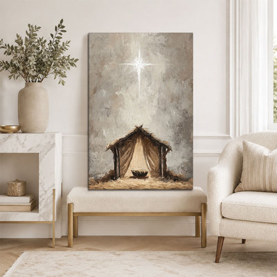 Holy Night Nativity Stable Canvas Wall Art