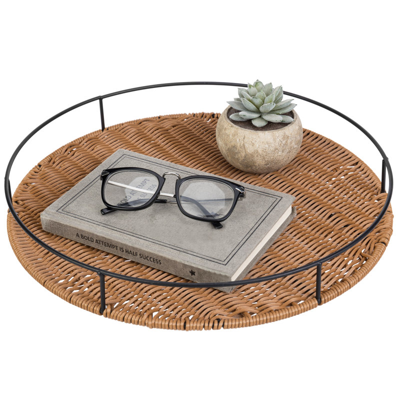 38.1cm W Woven Rattan Ottoman/Coffee Table Tray