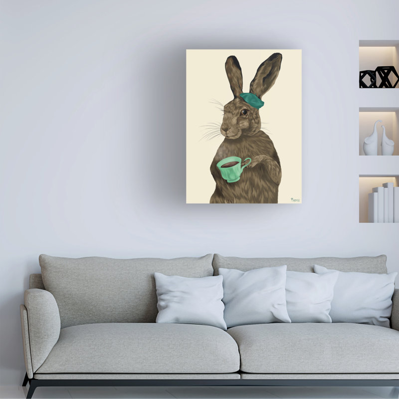 Art mural sur toile Trinx Tara Royle Hare Teatime I, H 32 po x l 24 po