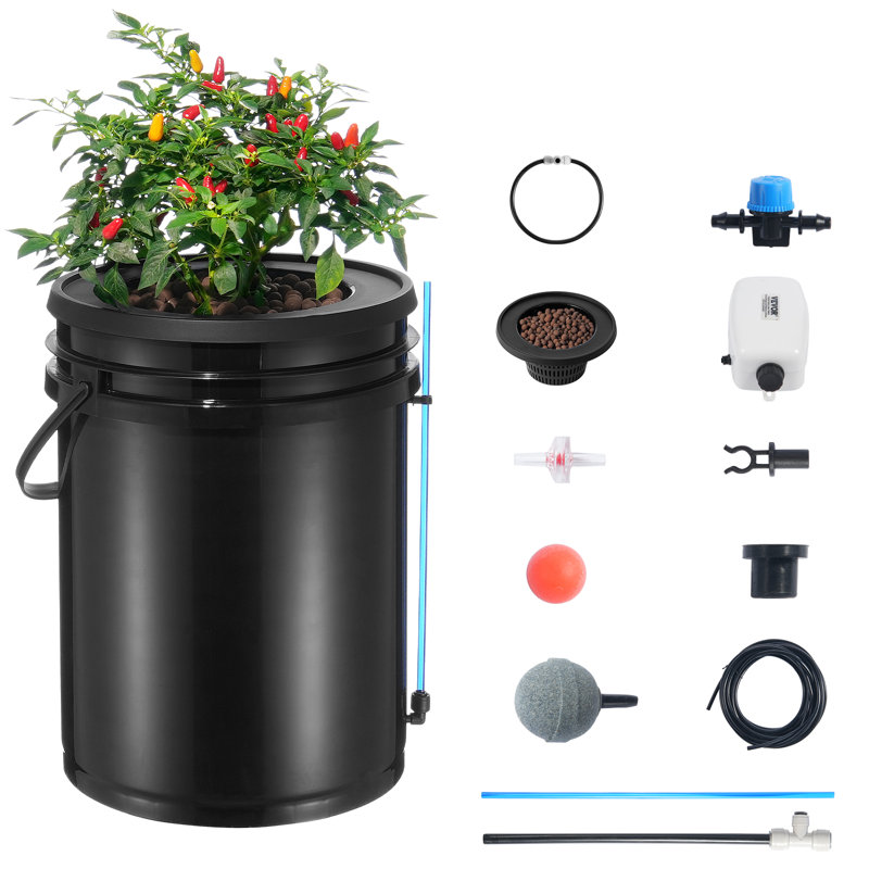 DWC Hydroponics Grow System Deep Water Culture with Top Drip 1 Bucket 5Gal