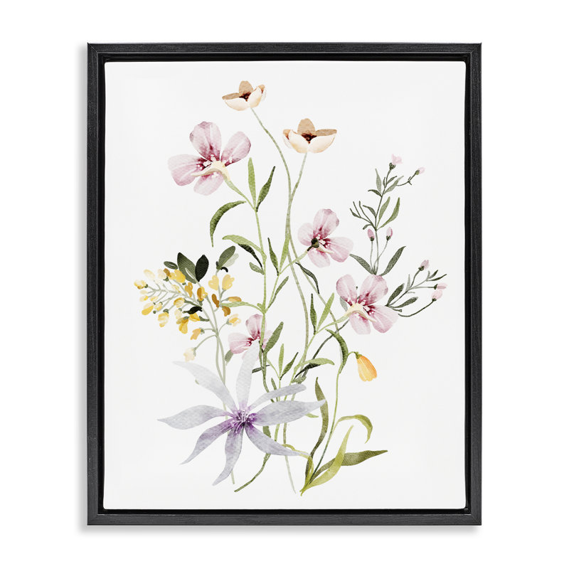 Cadre flottant à motif floral, H 31 po x l 25 po, Cadre flottant noir de jais