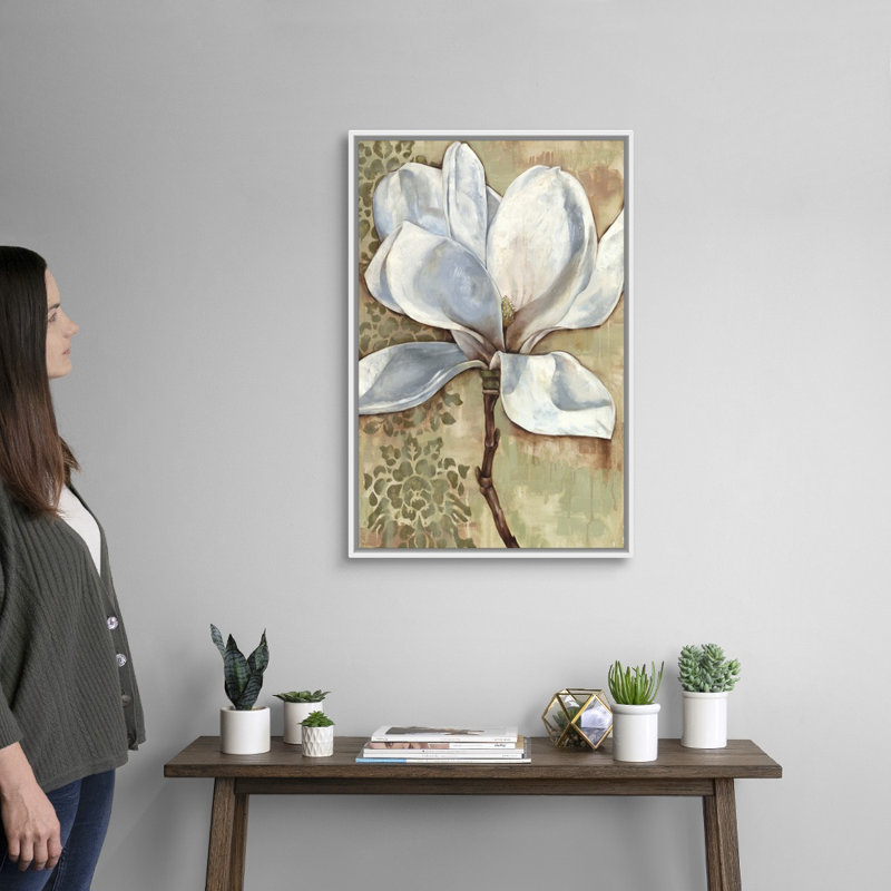 Magnolia Majesty I, art mural sur toile, H 20 po x l 30 po x P 1,25 po, Cadre blanc