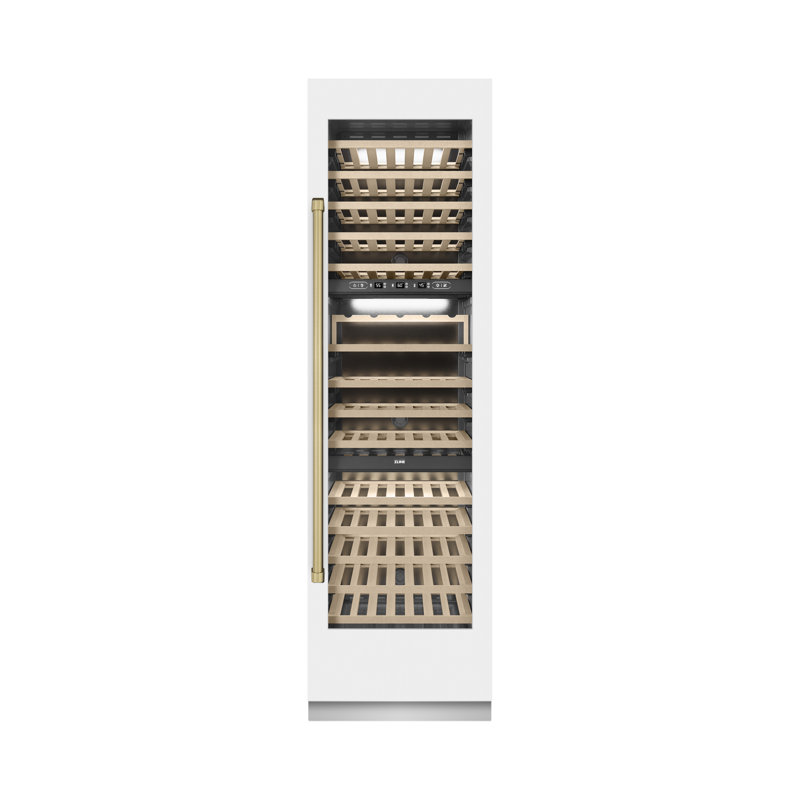 ZLINE Autograph 24 in. 12.4 cu. ft. Triple Zone 100 Bottle Column Wine Cooler and Accents, Bronze