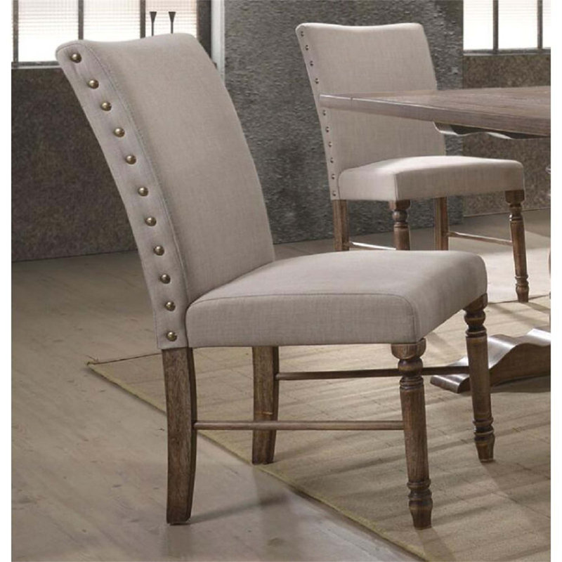 Ensemble de 2 chaises d'appoint rembourrées Classic Classic, garniture cloutée, finition chêne, mobilier de salle à manger confortable et élégant