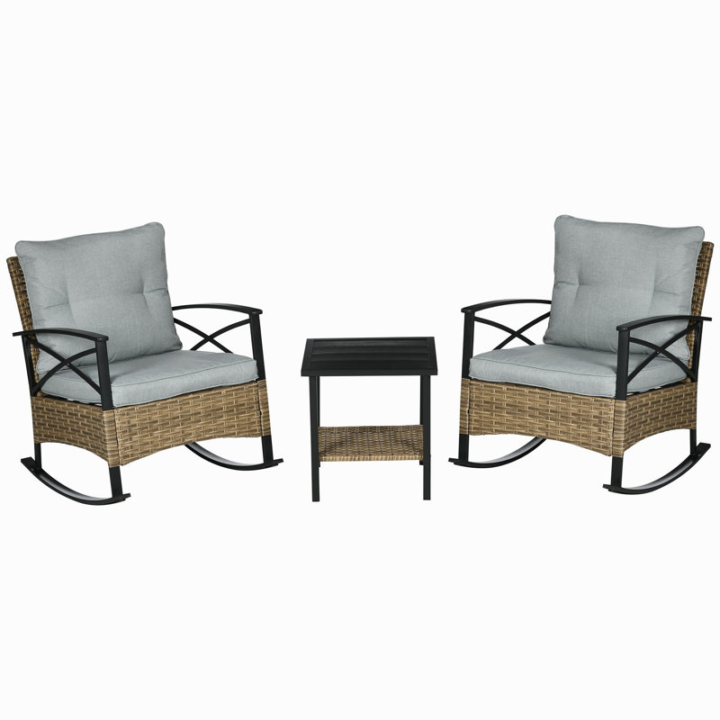 Ensemble de chaise berçante de patio 3 pièces Outsunny