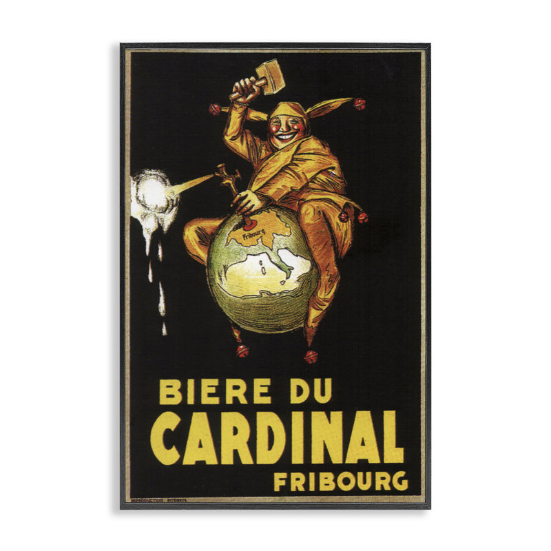 Affiche antique de cardinal de bière encadrée, art par Marcus Jules, H 30 po x l 20 po, Giclée encadrée noir minuit