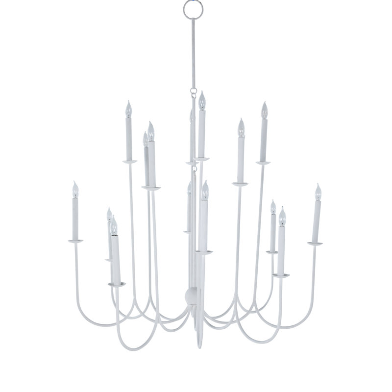 Snow 16 - Light Candle Style Chandelier, Plaster White