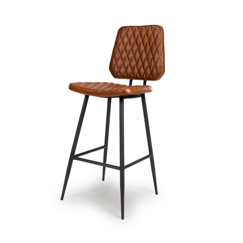 Ehret Upholstered Counter Stool with Metal Frame, Tan