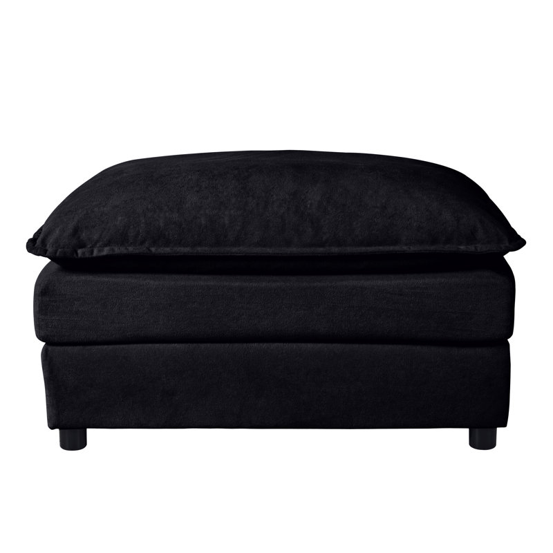 Repose-pieds de luxe en chenille avec coussin double couche, repose-pieds rembourré de 35,43 po, structure en bois robuste, confortable et polyvalent pour le salon et la chambre à coucher, chenille, noir