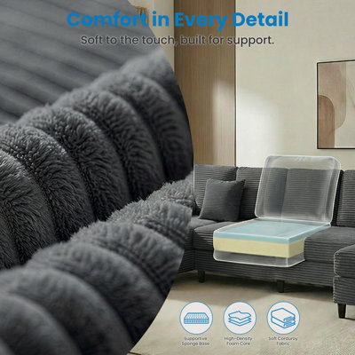 Canapé modulaire en forme de U de 111 po avec chaises doubles et coussins