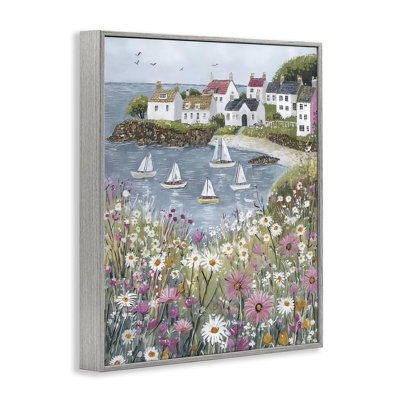 Seaside Sailboats in Village Bay Framed Giclee, design by Riley B