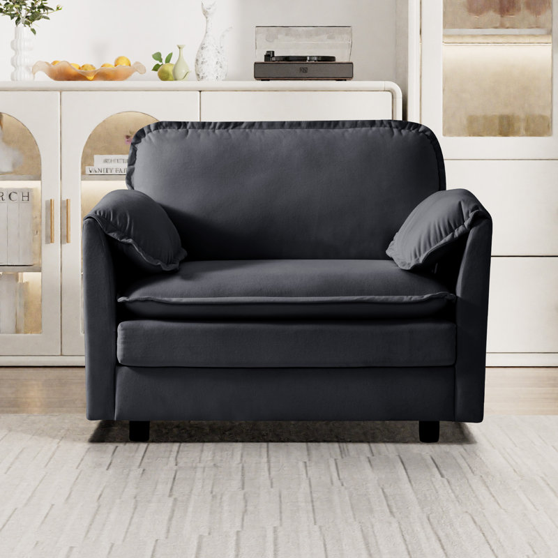 Kariba Upholstered Armchair Single Sofa, Gray Chenille