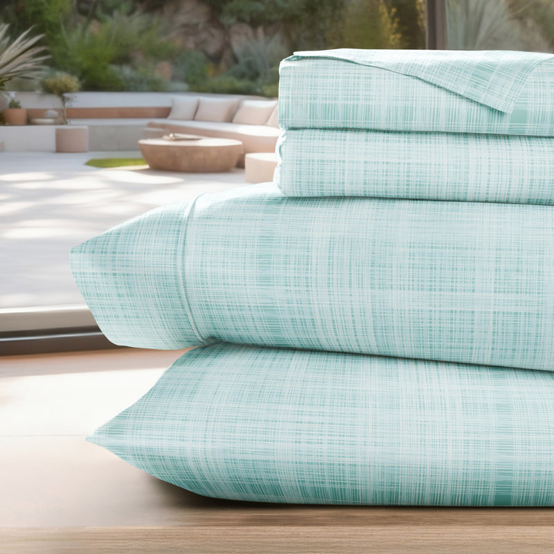 Becky Cameron™ Thatch Pattern Bed Sheet Set, Aqua, Full