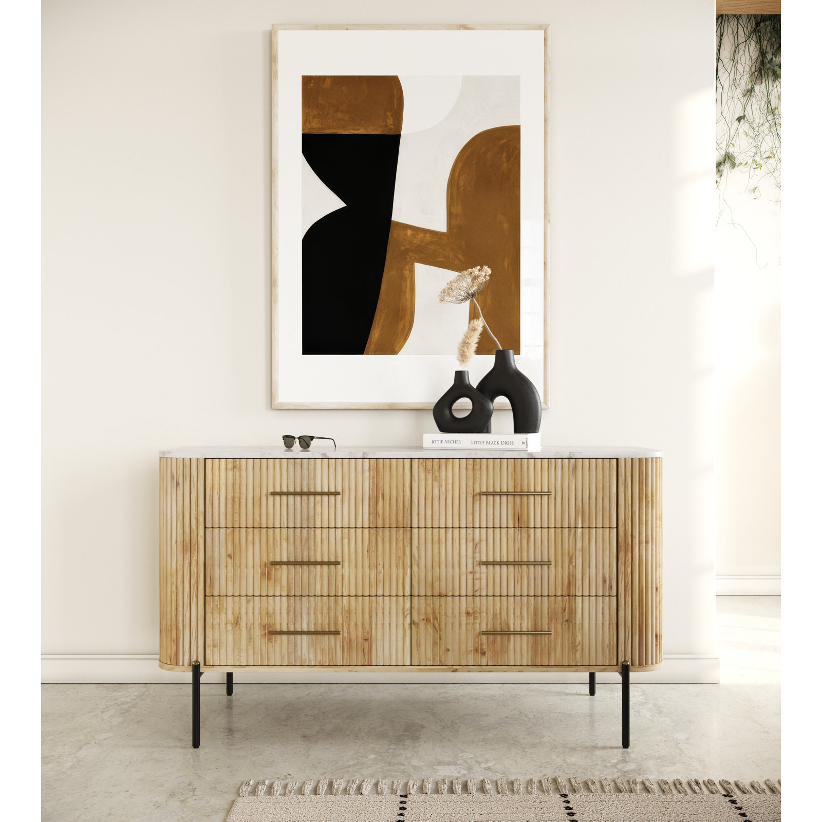 Carmela 60" Marble and Mango Dresser