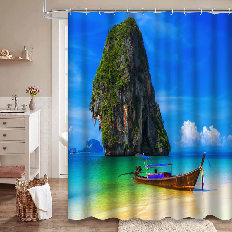 Rideau de douche avec 12 crochets Thailande, L 72 po x l 84 po