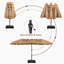 Parasol Thatch avec parasol Tiki avec base et lumières solaires-286767435-291169965