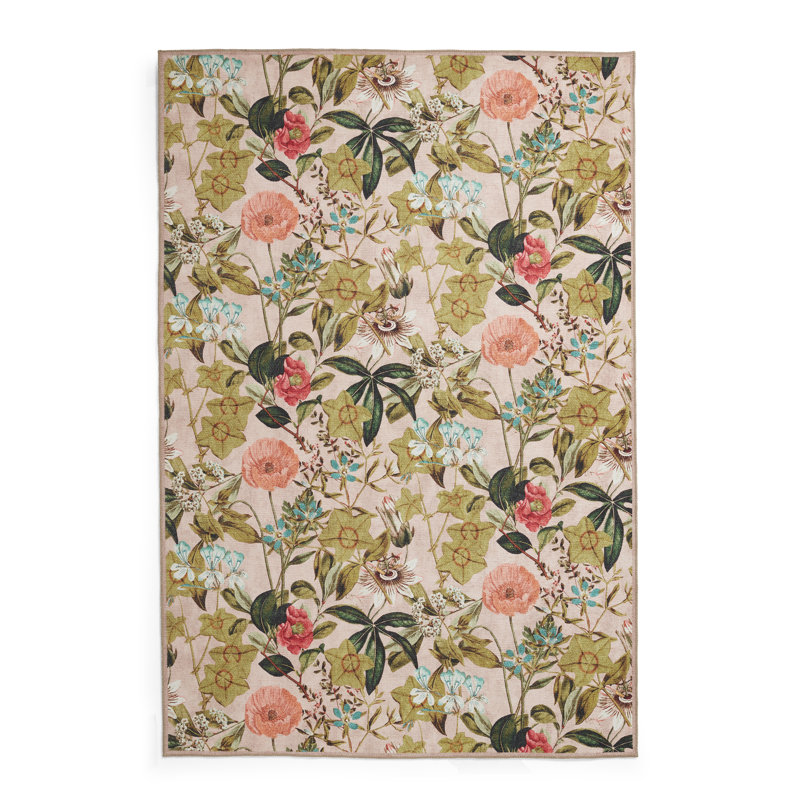 Clarke & Clarke Floral Digitally Printed 152cm X 230cm Area Rug, Rectangle 152 x 230 cm, Blush