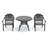 3-Piece Set Of Cast Aluminum Patio Furniture With Blue Cushions-1125203855