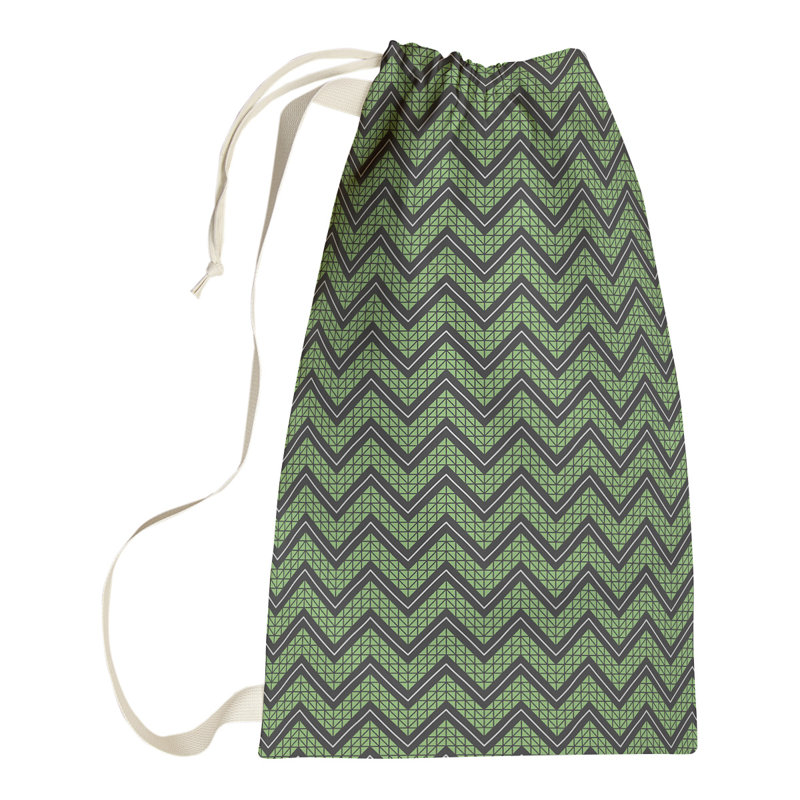 Stephenie Fabric Laundry Bag with Handles, 36" H x 28" W x 1.5" D, Green/Black