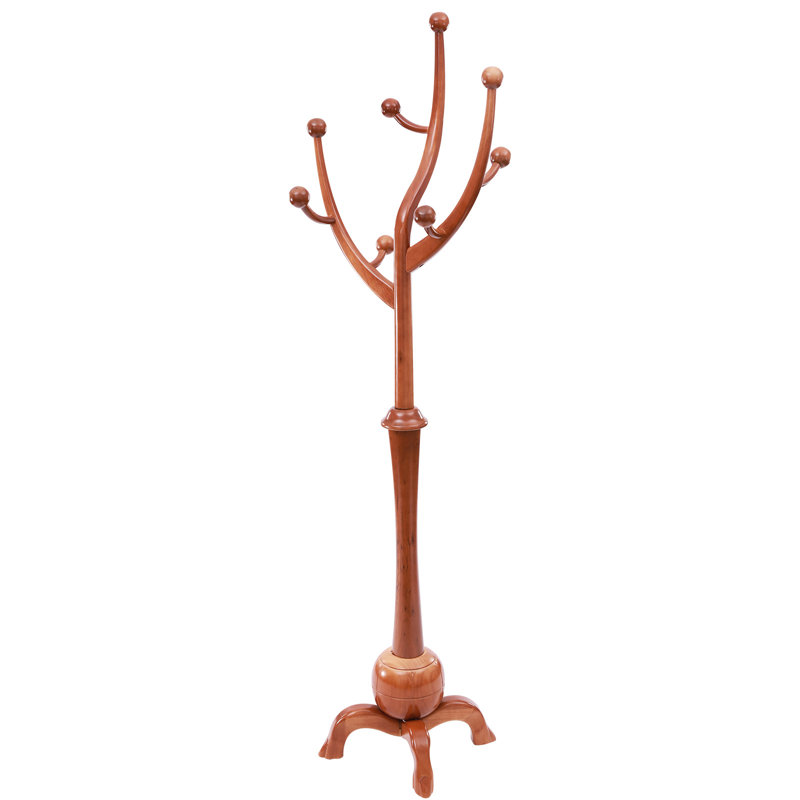 Freestanding Wooden Clothes Coat Rack, Teak Wood