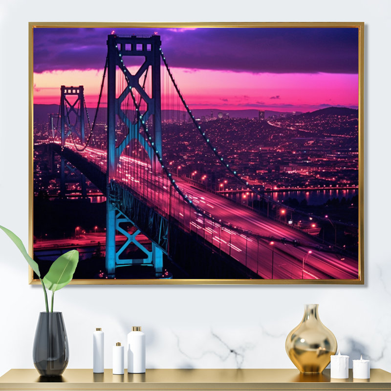 «San Francisco Skyline And Bay Bridge», reproduction d'art sur toile encadrée, H 34 po x l 44 po x P 1,5 po