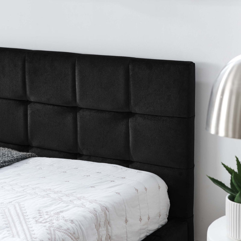 Queen Size Upholstered Tufted Bed, Black, Queen