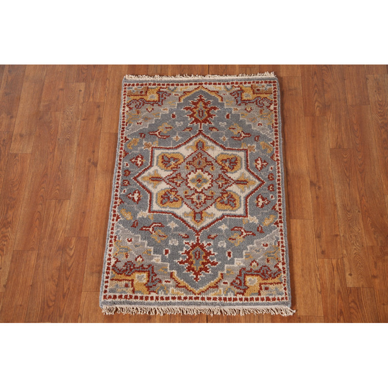 Tapis indien argenté gris Kazak 2x3