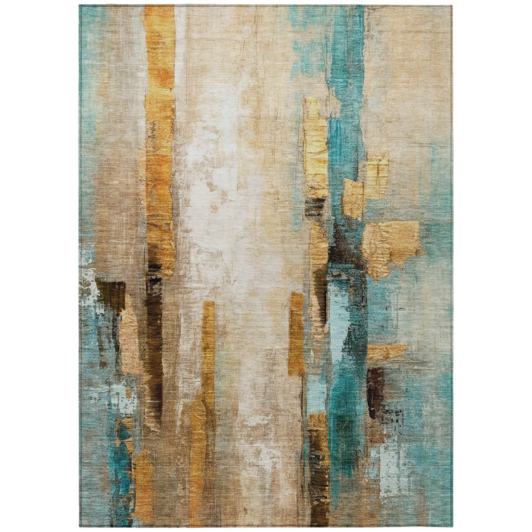 Machine Washable Indoor/Outdoor Xhevrie Beige Rug