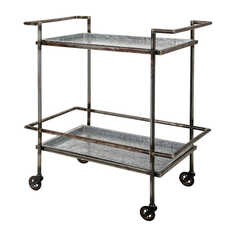 Chariot de bar Percy en métal galvanisé 30,7 x 17,1 x 34,6 po pour la maison