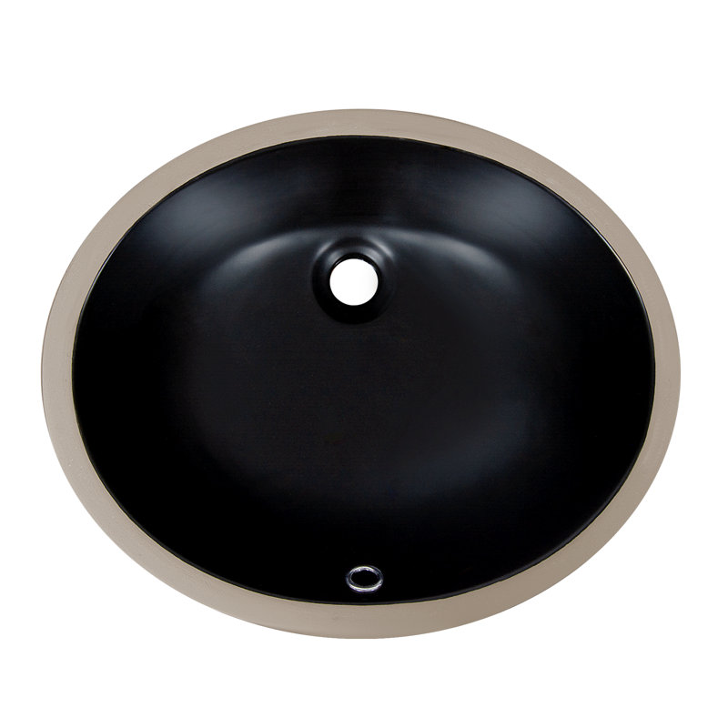 Lavabo de salle de bain ovale encastré en porcelaine vitreuse avec trop-plein DeerValley Symmetry 18 "X 15", Noir