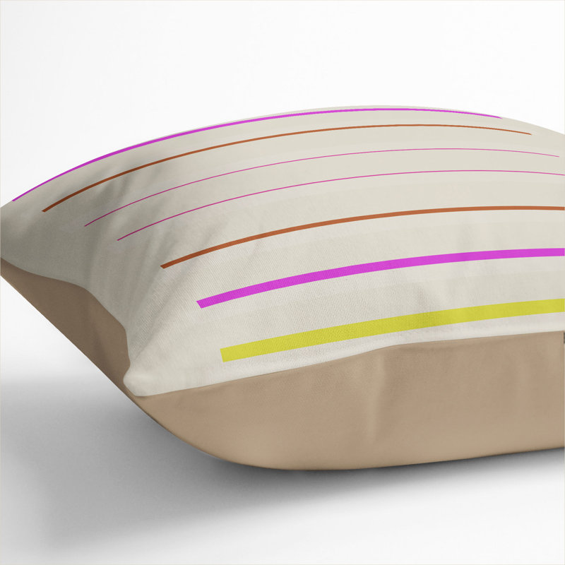 Striped Square Cushion, 40cm H x 40cm W x 15cm D, Stone