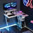 Saavon L-Shaped Metal Base Computer Desk with Power Outlet-1825929892