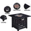 Foyer de table carré au gaz propane avec allumage automatique de 32 000 pouces avec allumage de rouille, parfait pour la détente au jardin, housse imperméable, assemblage facile, dégustation de terrasse convenable