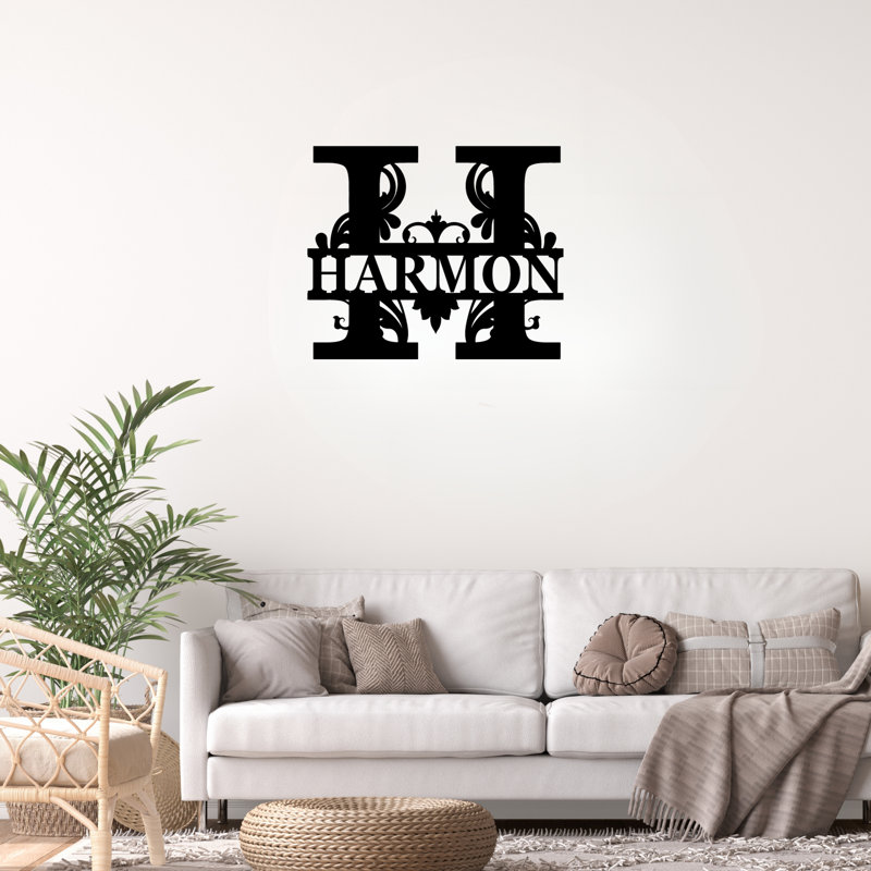 Personnalisé nom lettre famille monogramme personnaliser cadeau de mariage cabine extérieure panneaux en métal décoration murale