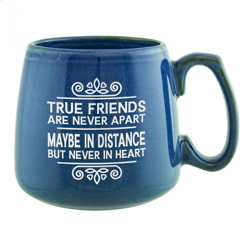 Grande tasse à café en céramique gravée au sable True Friends, 16 oz